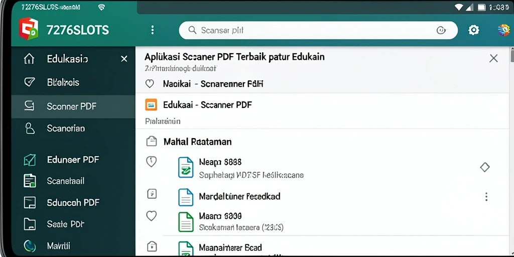 Antarmuka aplikasi 7276SLOTS dengan fitur pemindaian PDF.