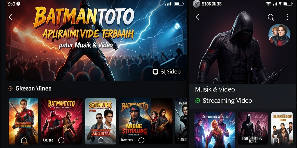 Antarmuka aplikasi BATMANTOTO yang menarik untuk Streaming Video.