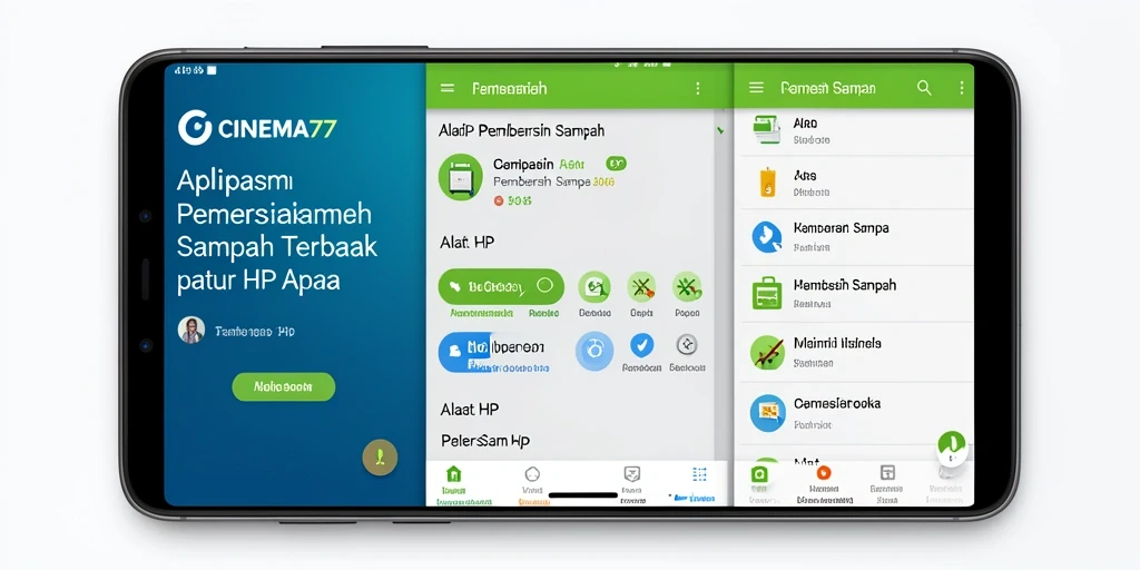 Antarmuka CINEMA77 menampilkan fitur pembersih sampah yang efisien.