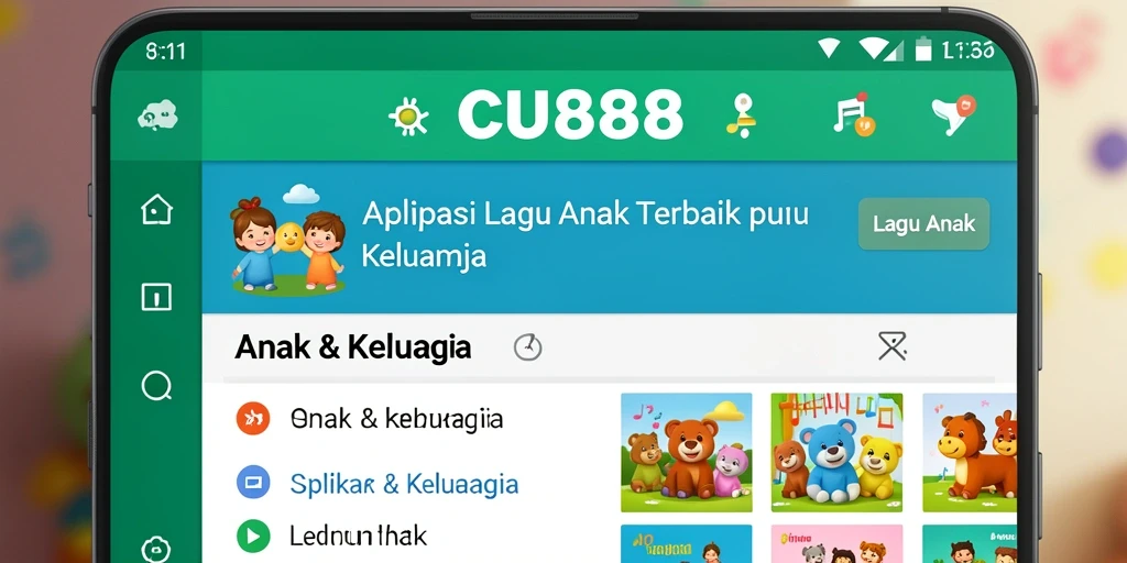 Antarmuka CU888 yang ramah anak dengan banyak pilihan lagu.