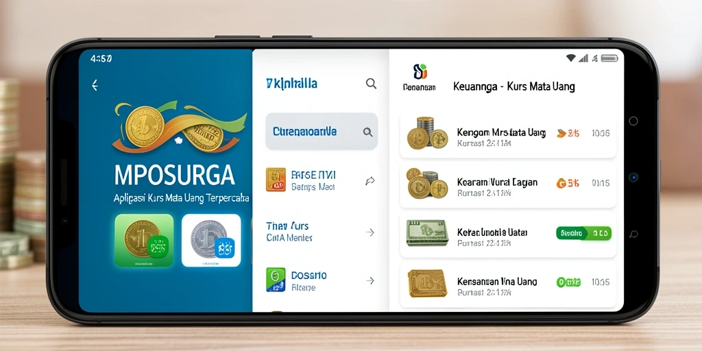 Tampilan antarmuka aplikasi MPOSURGA untuk kurs mata uang.