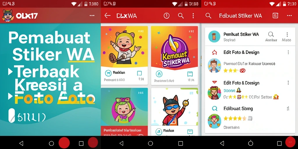 Antarmuka aplikasi OLX17 yang user-friendly untuk membuat stiker WA.