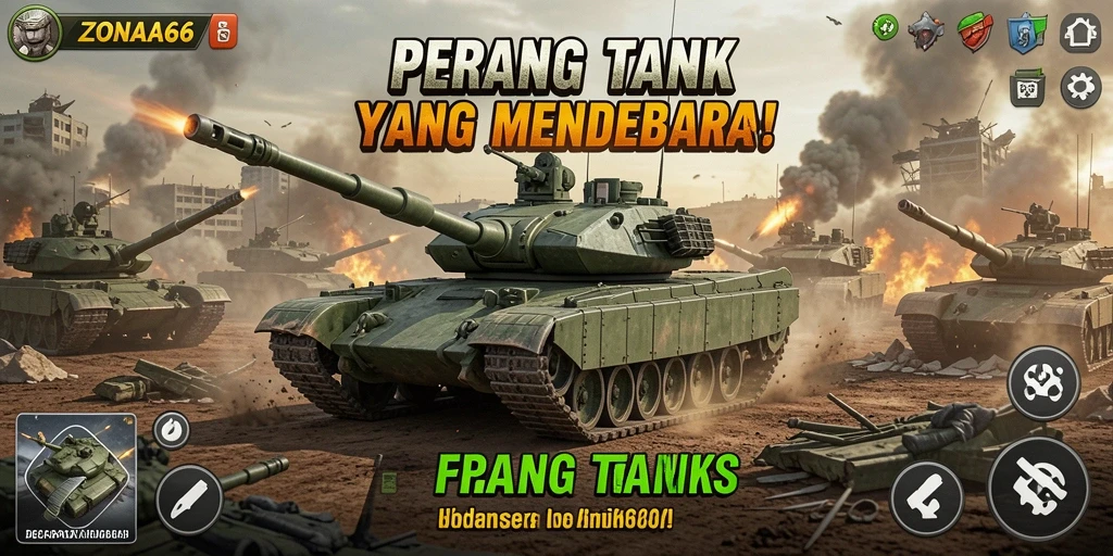Tampilan antarmuka game Perang Tank ZONA66 yang menarik.