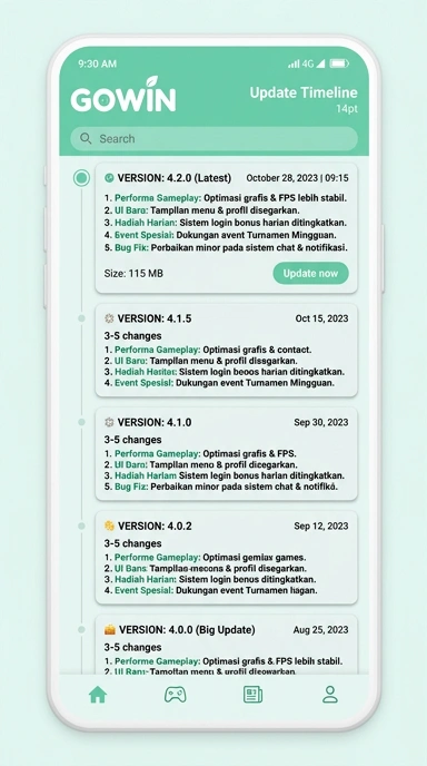 Riwayat Versi GOWIN untuk Pengguna Android
